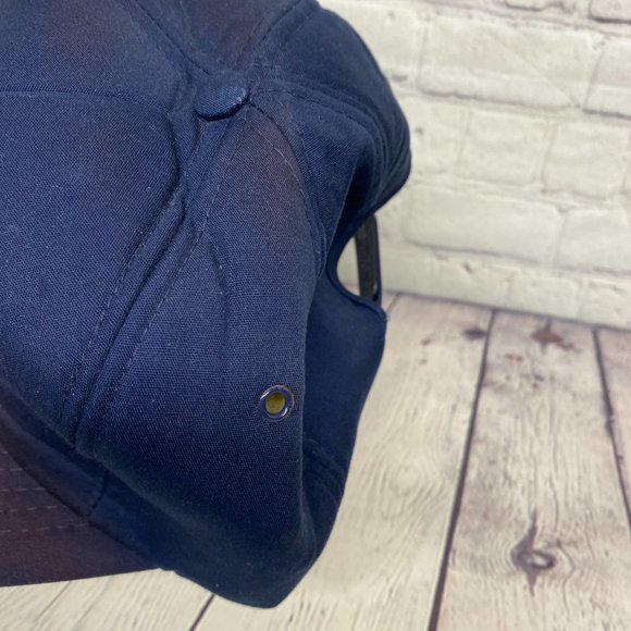 Vintage Trucker Hat Foam Cap Snapback Navy Blue Blue Streak Patch DISCOLORATION - Picture 12 of 12